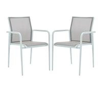 Vente-unique Set Of 2 Stackable Garden Armchairs In Aluminium & Textilene - Light in White Vente-unique White