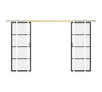 Vente-unique -SINCA II Double Sliding Door with Galandage System - Aluminium & Safety Glass Matt - 2 x 205 x 83 cm