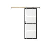 Vente-unique -SINCA II Sliding Frame with Galandage System - Aluminium & Safety Glass Transparent - 205 x 63 cm