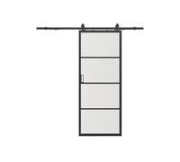 Vente-unique -SINCA II Sliding Frame with Rail - Aluminium and Smoked Safety Glass - 205 cm x 63 cm