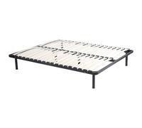 Vente-unique Slatted Bed Base 180 X 200 Cm - 2X19 Slats - With Legs - Black | Size: Double Vente-unique Black Double