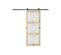 Vente-unique Sliding bed with rail with 3 windows - 205 x 93 cm - wood - safety glass - ACOSTA II