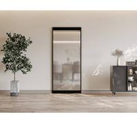 Vente-unique Sliding Door With Concealed Track - Aluminium & Frosted Toughened in Black Vente-unique Black