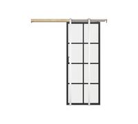 Vente-unique Sliding Door With Pocket Door System In Aluminum & Tempered Glass in Black Vente-unique Black