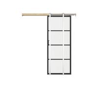 Vente-unique Sliding Door With Pocket System - Aluminum & Frosted Tempered Glass in Black Vente-unique Black