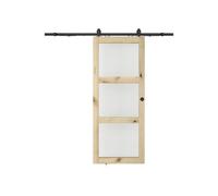 Vente-unique Sliding Door With Surface-Mounted System In Wood & Tempered Glass in Light Oak Vente-unique Light Oak