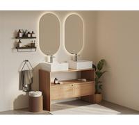 Vente-unique Solid Oak Bathroom Vanity Unit With Square Countertop Basin - Light in Light Oak Vente-unique Light Oak