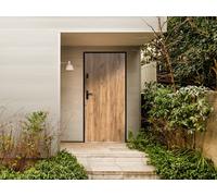 Vente-unique Solid Steel Front Door - H207 X W100 Cm - Oak Effect - 55 Mm Thick in Light Oak Vente-unique Light Oak