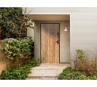 Vente-unique Solid Steel Front Door - H207 X W100 Cm - Oak Effect - 55 Mm Thick in Light Oak Vente-unique Light Oak
