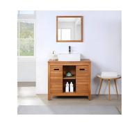 Vente-unique Square Mirror With Acacia Wood Surround - 60 X 60 Cm - SEPANG in Walnut Vente-unique Walnut 60 X 60 Cm