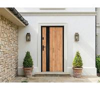 Vente-unique Steel & Stainless Steel Front Door H207 X W100 Cm - Smoked Glass in Black Vente-unique Black