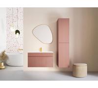 Vente-unique Striped Pink Wall-Hung Bathroom Vanity Unit With Inset Basin & Tall Vente-unique Pink