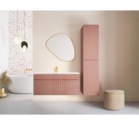 Vente-unique Striped Pink Wall-Hung Bathroom Vanity Unit With Inset Basin & Tall Vente-unique Pink