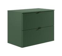 Vente-unique Striped Wall-Hung Vanity Unit With Countertop - Matt Green - 80 Cm Vente-unique Green