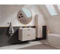 Vente-unique Striped Wall-Mounted Bathroom Vanity Unit With Inset Basin & Tall in Beige Vente-unique Beige