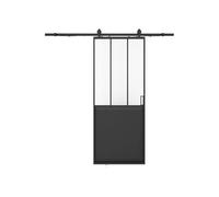 Vente-unique - Studio sliding door with running rail - black and matte safety glass - 205 cm x 63 cm - ARTISTO II