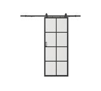 Vente-unique Surface-Mounted Sliding Door - Aluminum & Tempered Glass - H205 X in Black Vente-unique Black