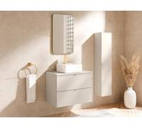 Vente-unique Suspendedbathroom Vanity Unit With Square Countertop Basin & Tall in Beige Vente-unique Beige