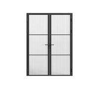 Vente-unique -TÃ ¼r set - two wings ¼ gel - reversible - aluminium & textured glass - 2 x 204 x 83 cm - black - maseru