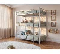 Vente-unique Triple Bunk Beds - 3 X 90 X 190 Cm - Metal - Silver - ELOUAN III | Size: Single Vente-unique Silver Single