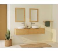 Vente-unique Wall-Mounted Bathroom Vanity Unit In Mindi Wood With Double Round in Light Oak Vente-unique Light Oak
