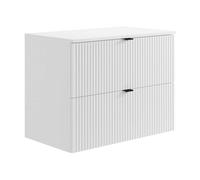 Vente-unique Wall-Mounted Ribbed Vanity Unit With Top - White - L80 Cm - ZEVINI Vente-unique White