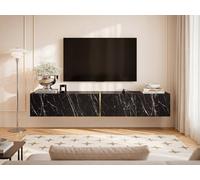 Vente-unique Wall - Mounted TV Stand With 2 Doors - Black Marble Effect - DINOMA Vente-unique Black
