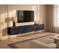 Vente-unique Wall - Mounted TV Unit With 3 Doors - Black Marble Effect - VIKILA Vente-unique Black