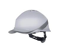 Vented Construction Site Helmet with Baseball Visor, ABS Plastic, Rotor Closure, Head Circumference 53-64 cm, Dielectric Deltaplus Diamond VI Wind - One Size, White