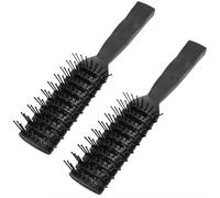 Vented Hair Brush 2 Pack Wide Tooth Detangling Brush with Ball Tipped Bristles Hollow-Out Back Vent Brush for Blow Drying Wet Dry Curly Straight Short Hair Black