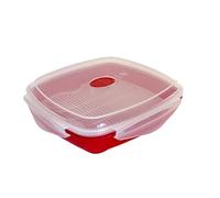 Vented Microwave Steamer - BPA-Free Microwave Cooker for Vegetables, Fish, Poultry, Rice & Leftovers - Snap-Lock Lid with Steam Vent - 8" x 8" Heating Plate by Dependable Industries