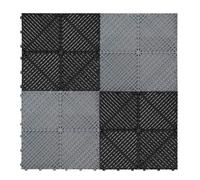 Vented Modular Interlocking Flooring Tiles & Edges 120 Black & 120 Grey Double Garage Heavy Duty Floor Mat Showroom Workshop Outdoor Polypropylene Anti Slip Weather Resistant Drainage 6m x 6m 36m2 Bla