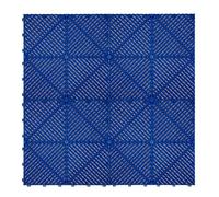 Vented Modular Interlocking Flooring Tiles & Edges 120 x Blue Single Garage Heavy Duty Floor Mat Showroom Workshop Outdoor Polypropylene Anti Slip Weather Resistant Drainage Channels 3.2m x 6m 19.2m2
