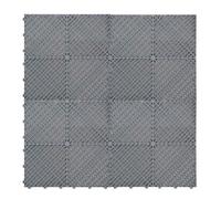 Vented Modular Interlocking Flooring Tiles & Edges 120 x Grey Single Garage Heavy Duty Floor Mat Showroom Workshop Outdoor Polypropylene Anti Slip Weather Resistant Drainage Channels 3.2m x 6m 19.2m2