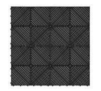 Vented Modular Interlocking Flooring Tiles & Edges 225 x Black Double Garage Heavy Duty Floor Mat Showroom Workshop Outdoor Polypropylene Anti Slip Weather Resistant Drainage Channels 6m x 6m 36m2 Bla