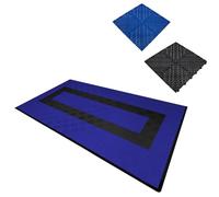 Vented Modular Interlocking Flooring Tiles & Edges 90 Blue & 30 Black Single Garage Heavy Duty Floor Mat Showroom Workshop Outdoor Polypropylene Anti Slip Weather Resistant Drainage 3.2m x 6m 19.2m2