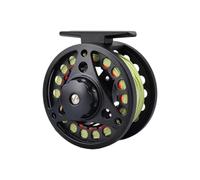 Vented Spool Fly Reel for Outdoor Anglers, Preloaded Casting Line, Front Tension Knob, Switchable Left Right Handle Fishing Reel