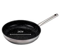 Venteo KITCHENPRO Stainless Steel Frying Pan with Non-Stick Ceramic Coating - Suitable for All Induction / Vitro Ceramic / Electric / Gas Hobs - Various Sizes 20/24/28 cm