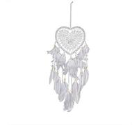 Ventertop Dream Catcher, Lovely Heart Shape Dreamcatcher Handmade Lace Dream Catcher Feather Bead Wall Hanging Decoration Gift Craft Dreamcatcher Wind Chimes for Home Bedroom Decor (White)