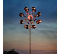 Venti Metal Wind Spinner LED Colour Changing Light Solar Powered Glass Globe