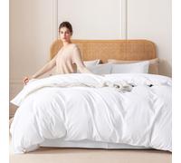 Ventidora 3 Piece Duvet Cover Set King Size,100% Organic Washed Cotton Linen Feel Like Textured, Luxury Soft and Breatheable Bedding Set with Zipper Closure(1 Comforter Cover + 2 Pillowcases)