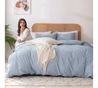Ventidora 3 Piece Duvet Cover Set King Size,100% Organic Washed Cotton with Linen Feel Like Textured, Luxury Soft and Breatheable Bedding Set with Zipper Closure(1 Duvet Cover + 2 Pillowcases)
