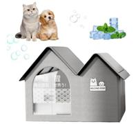 Ventilated Cat Cooling House, Cooling Dog House, 10 Ice Packs Included, Waterproof Large Dog House, Cat and Dog House, Air-Conditioned Dog House for Outdoor Indoor (37 x 45 x 37 cm)