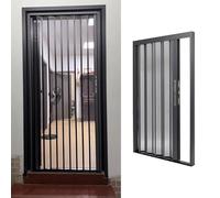 Ventilated Folding Metal Mesh Accordion Door62x80in (157x203cm) Sliding Screen Gate for Hallway Bedroom & Office with Track & FrameSpaceSaving Design