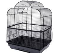Ventilated Nylon Bird Cage Skirt Seed Guard Mesh Cover XL | Adjustable Fit, Breathable Mesh, Seed Catcher Net, Black Colour, Parrot Cage Use