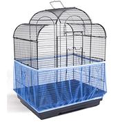 Ventilated Nylon Mesh Protective Cover for Bird Cage Parakeets Seed Protection Net Dust Proof Cover Collects Seeds (Blue)