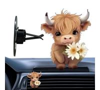Ventilation Clip Perfume Dispenser Car - Refillable 2D Acrylic Cow Air Enhancer, Practical Odour Remover with Fragrance Oil, Aromatherapy Accessories for Men, Women, Girls, Compact Style