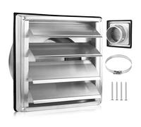 Ventilation grille, exhaust grille, stainless steel, ventilation grille, diameter 100 mm, with insect protection grille, air grille with backflow flap, weather protection grille, slat grille, exhaust