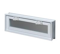 Ventilation window for inserting into a wall of glass, brick or concrete blocks | Dimensions cm 57.9 x 19 x 8 | Replaces 3 glass blocks 19 x 19 x 8 cm. | Sale unit 1 window