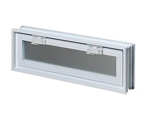 Ventilation window for inserting into a wall of glass, brick or concrete blocks | Dimensions cm 57.9 x 19 x 8 | Replaces 3 glass blocks 19 x 19 x 8 cm. | Sale unit 1 window